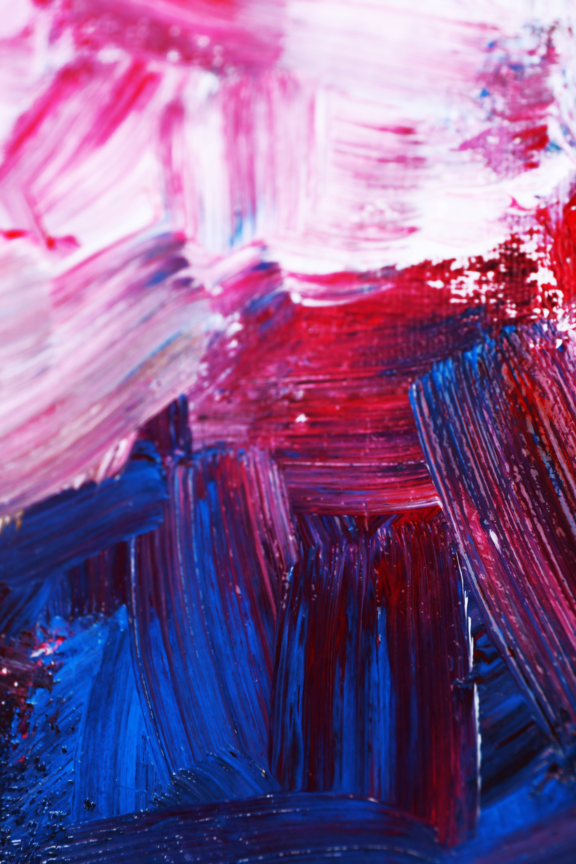 Colorful Abstract Brushstrokes on Canvas, Close-up